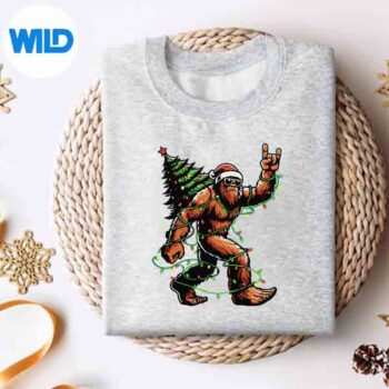 Alternative view of Bigfoot Lights SVG, Santa Bigfoot Christmas Tree Xmas Lights Sasquatch SVG