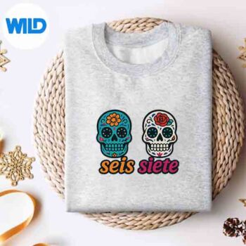 Alternative view of Seis Siete SVG, Seis Siete Mexican Los Muertos Calaveras Sugar Skull 67 SVG