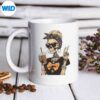 SkeletonGirlDrinkingCoffeePeaceSignmug