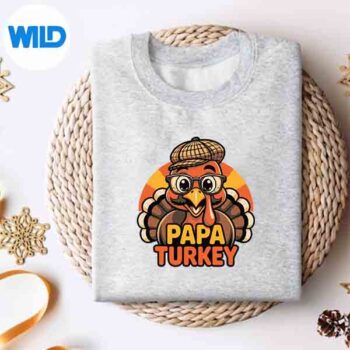 Alternative view of Papa Turkey SVG, Thanksgiving Papa Turkey Family Matching SVG