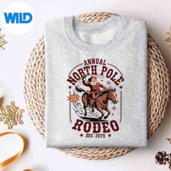 VintageAnnualNorthPoleRodeoSantaCowChristmassweater
