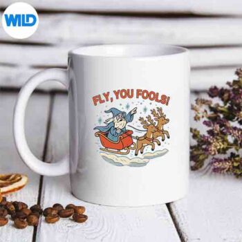 FlyYouFoolsSantaSleighReindeerChristmasmug