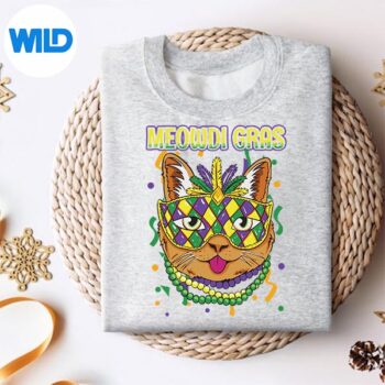 MeowdiGrasMardiGrasCatLoverNewOrleansLouisianasweater