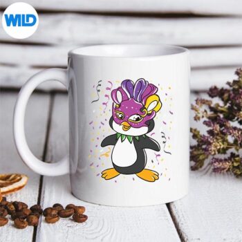 PenguinMardiGrasLoverMaskBeadsCutemug