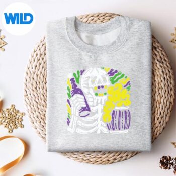 PurpleGreenSkeletonMardiGrasBonesCarnivalParadePartysweater