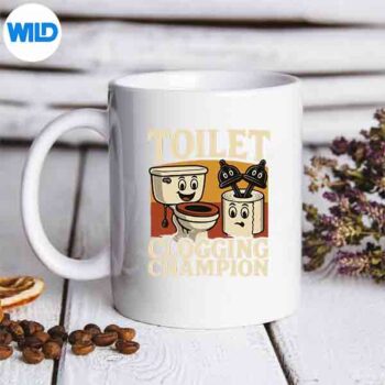 RetroBathroomToiletCloggingChampMemeDadPoopmug